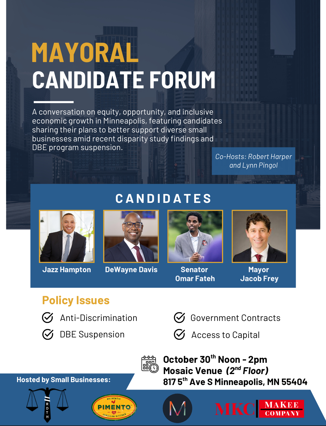 Mayoral Candidate Forum poster