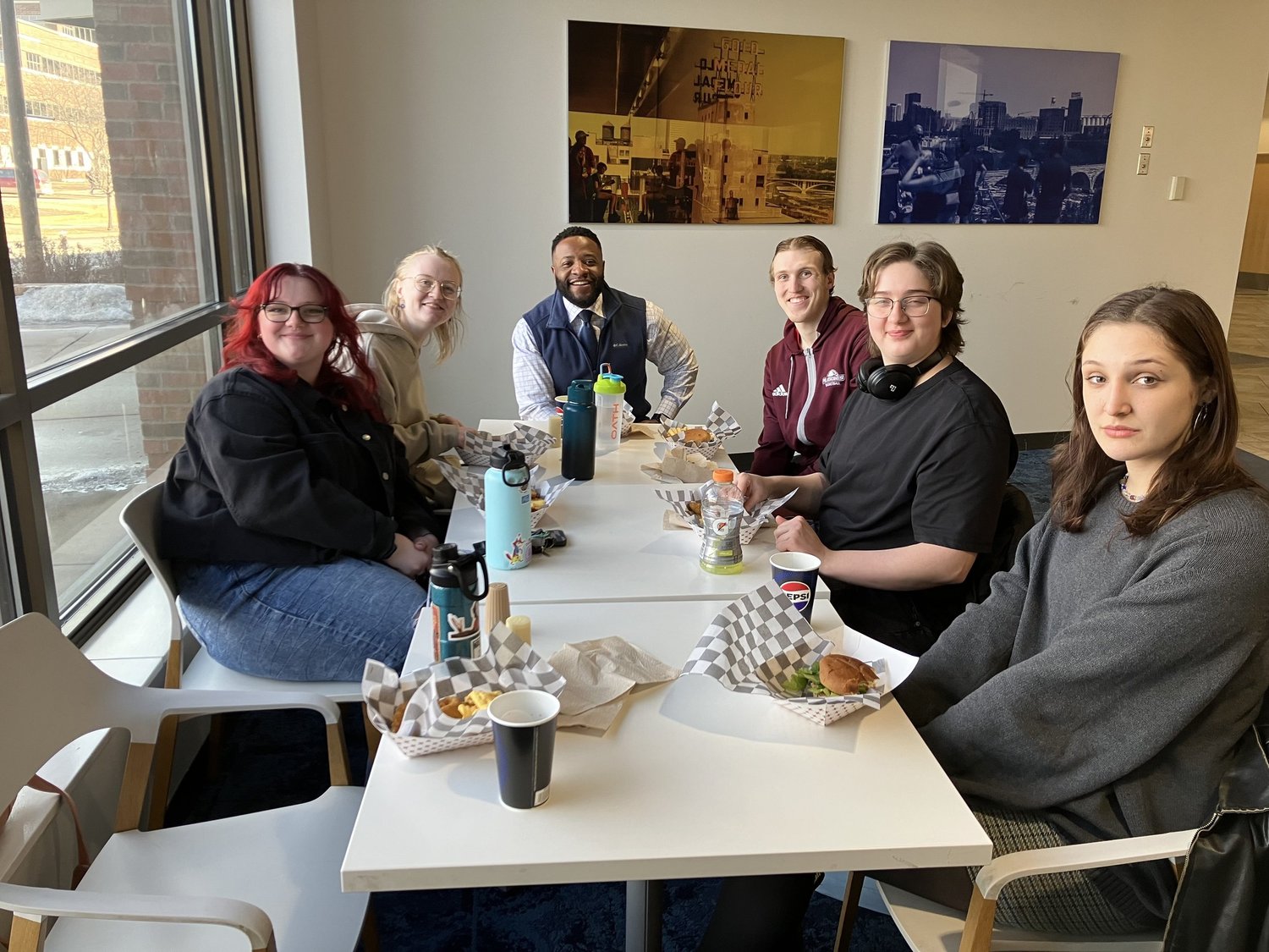 Robert Harper meeting with students over lunch